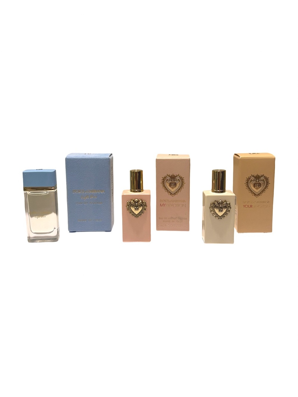 Dolce & Gabanna 3 fragrance minis: Light Blue, My Devotion, & Your Devotion